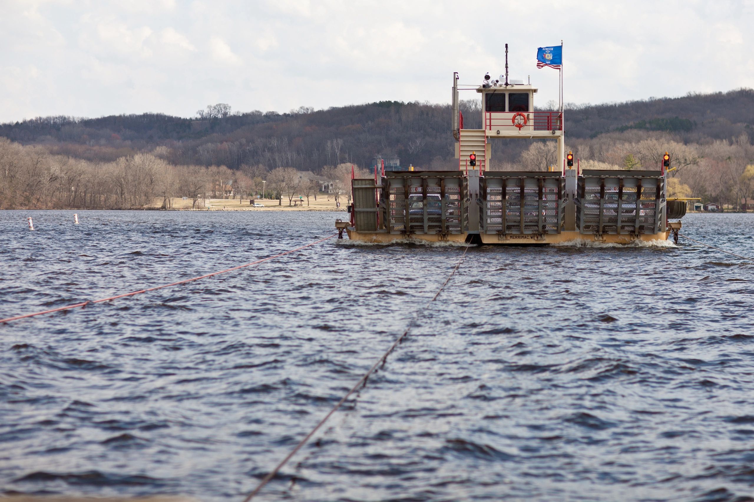 Ferry approaching shoreline