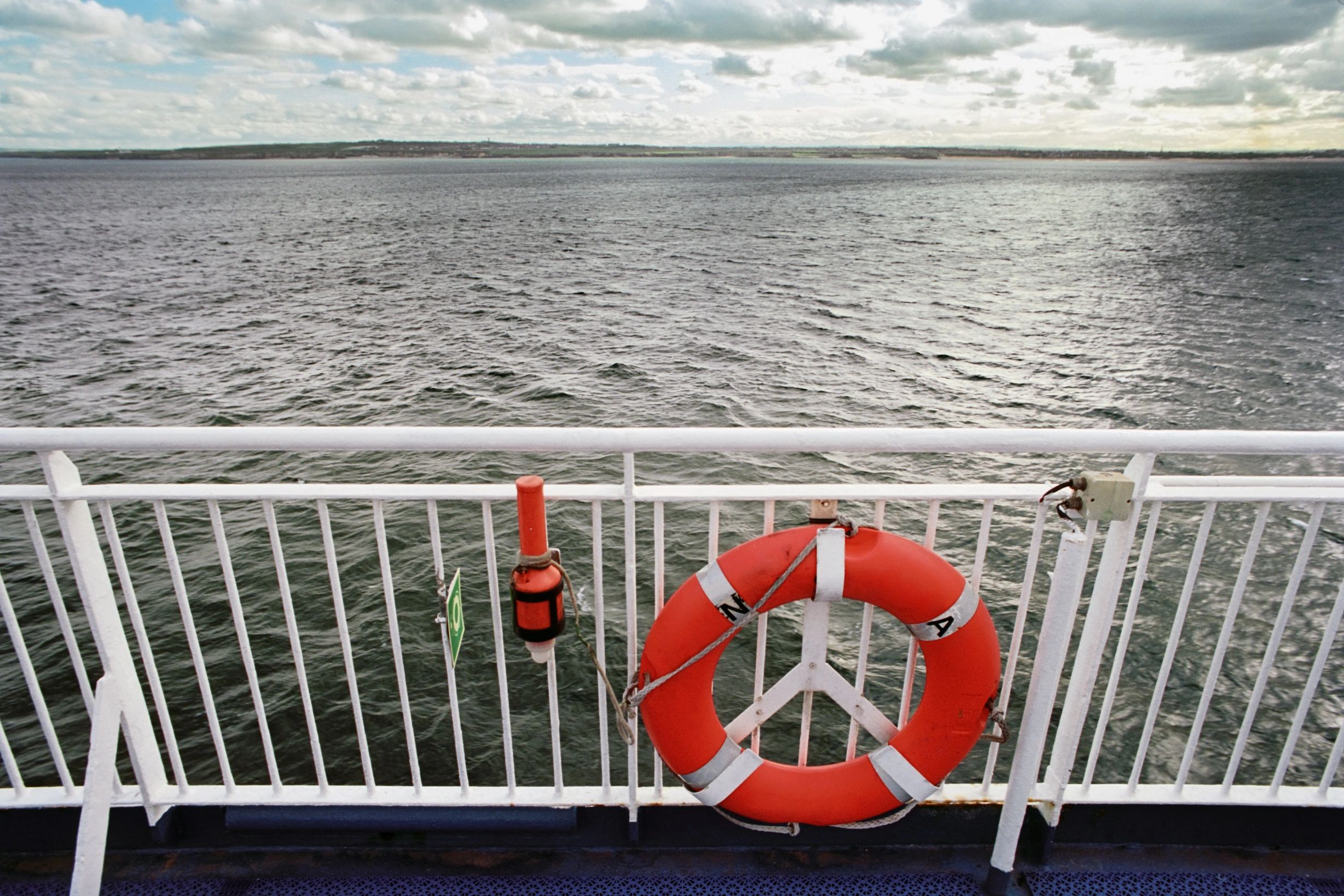 Lifebuoy on passenger ship deck